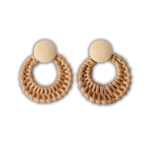 H&S Willow Rattan Dangle Earring - Light