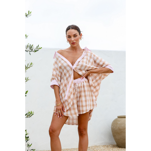 H&S Ginny Shirt - Beige & Pink