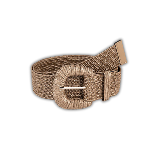 H&S Elastic Rattan Belt - Coffee