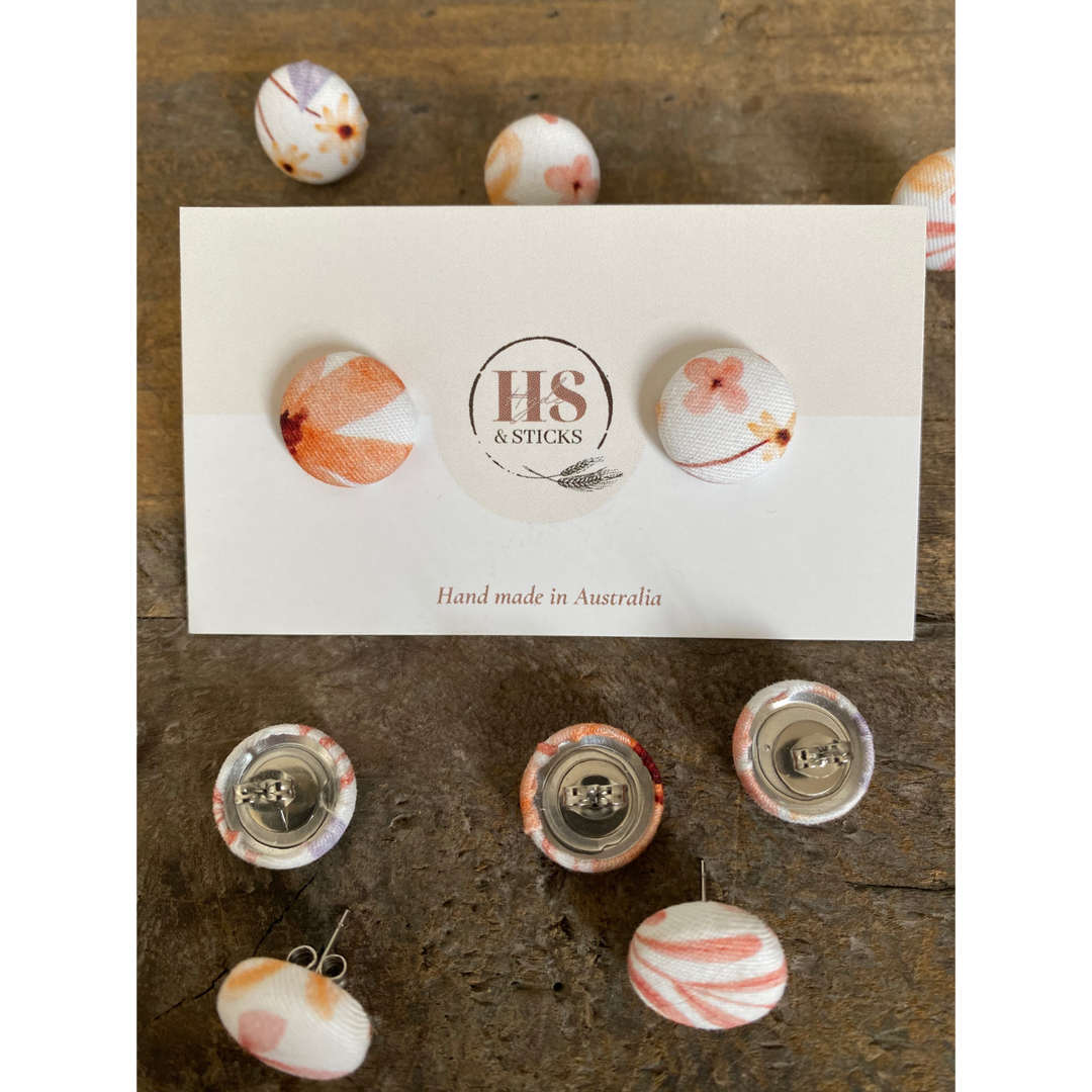 H&S Fabric Round Stud Earring - Daisy Dukes