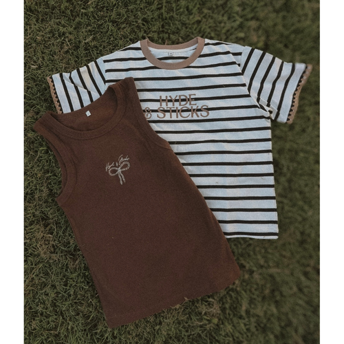 H&S Lasso your Lightening Ribbed Tank - Chocolate