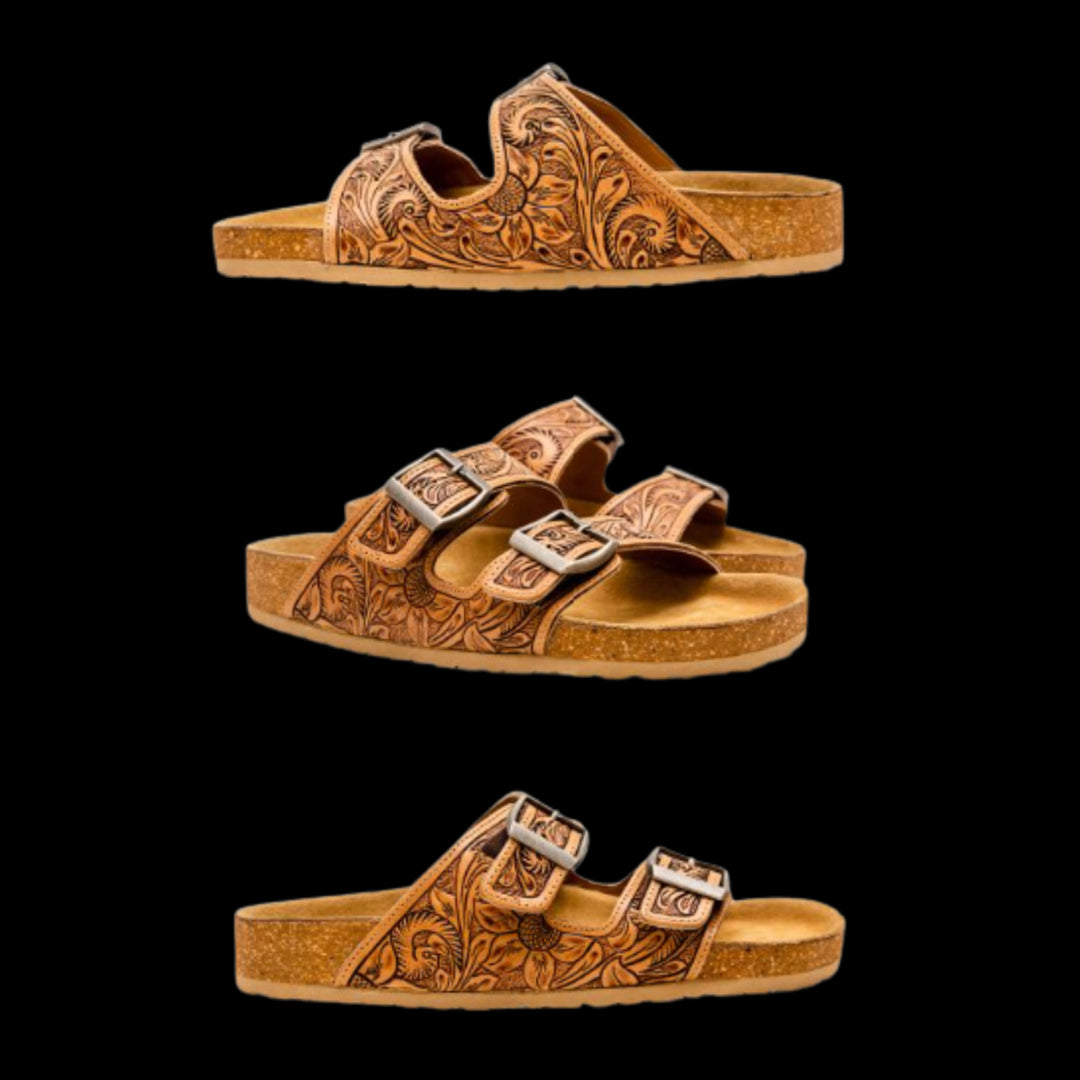 Hand tooled sales leather sandals