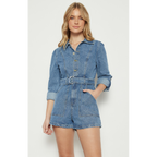 H&S Winnie Denim Playsuit - Blue Wash