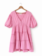 SBM Sabo Skirt Pink Tiered Mini Dress AU 8