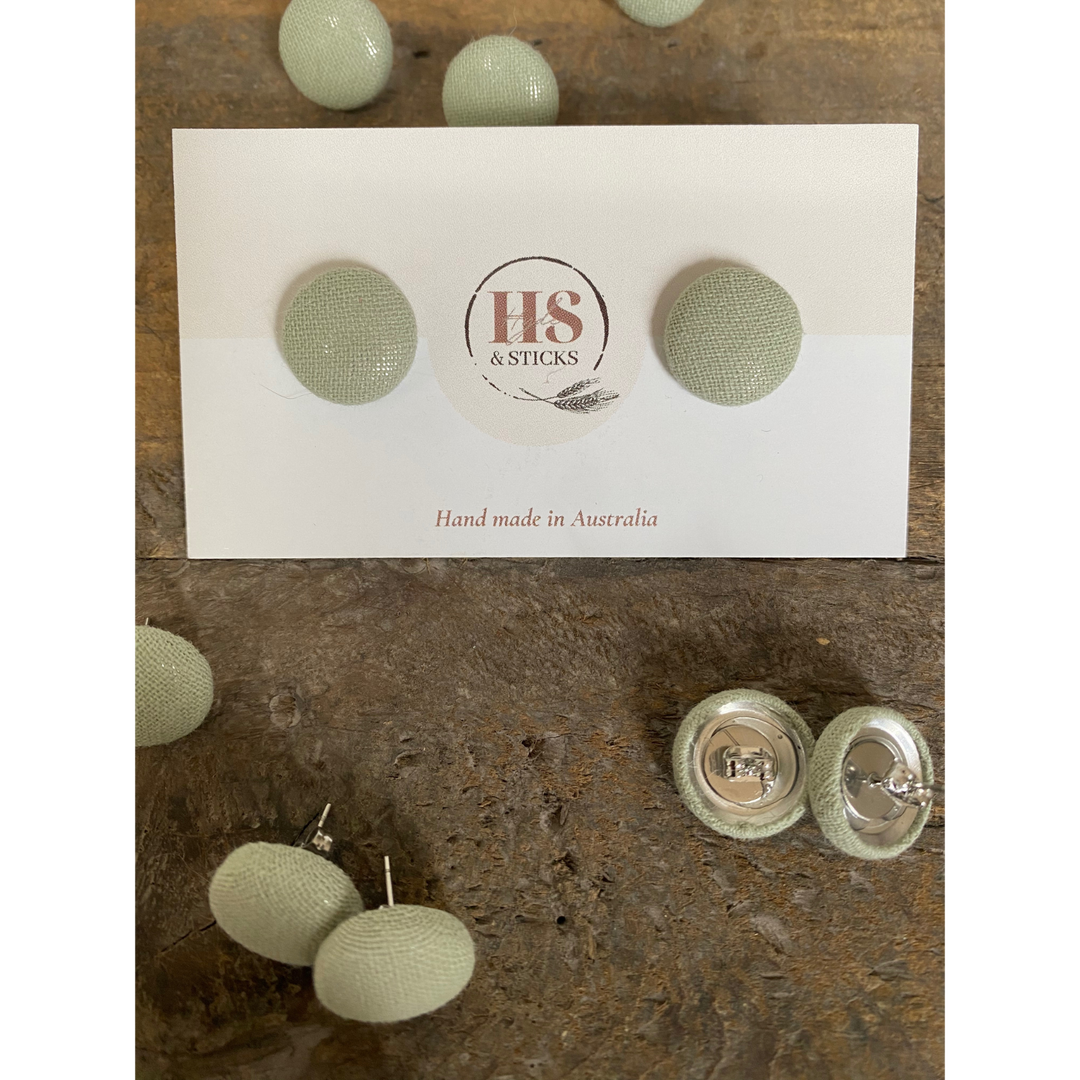 H&S Fabric Round Stud Earring - Stick Season
