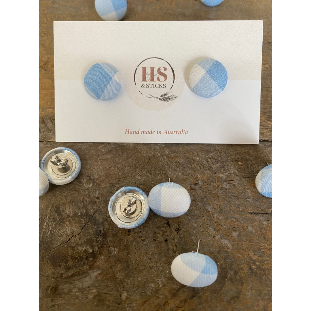 H&S Fabric Round Stud Earring - Summertime Blues