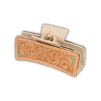 H&S Darla Tooled Hair Claw - Tan Leather