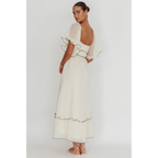 SBM Indikah White Contrast Trim Maxi Dress AU 8