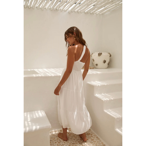 SBM Fortunate One White Halter Maxi Dress AU 8