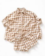 SBM YH & CO Gingham Striped Set TOP XS/6 SHORTS SMALL/ 8