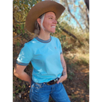 H&S 90's Retro Cowgirl Tee - Blue