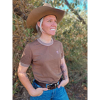 H&S 90's Retro Cowgirl Tee - Brown