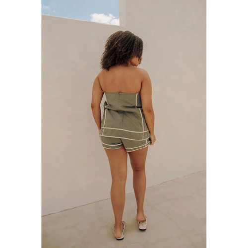 SBM Sabo Skirt Strapless Linen Playsuit SMALL