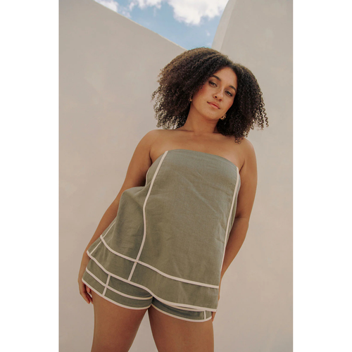 SBM Sabo Skirt Strapless Linen Playsuit SMALL
