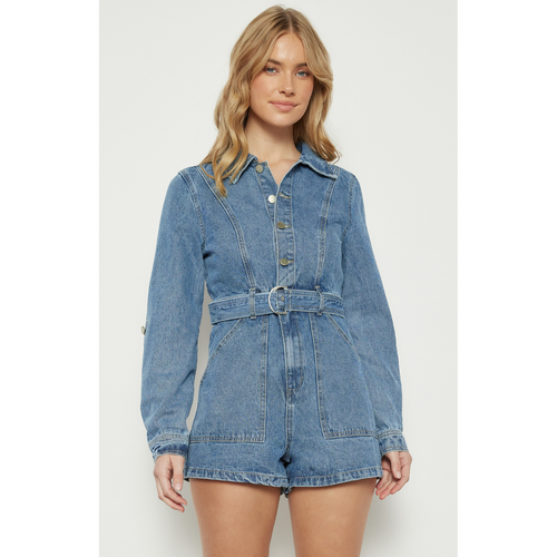 H&S Winnie Denim Playsuit - Blue Wash