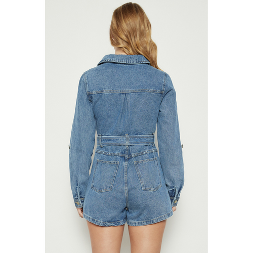 H&S Winnie Denim Playsuit - Blue Wash